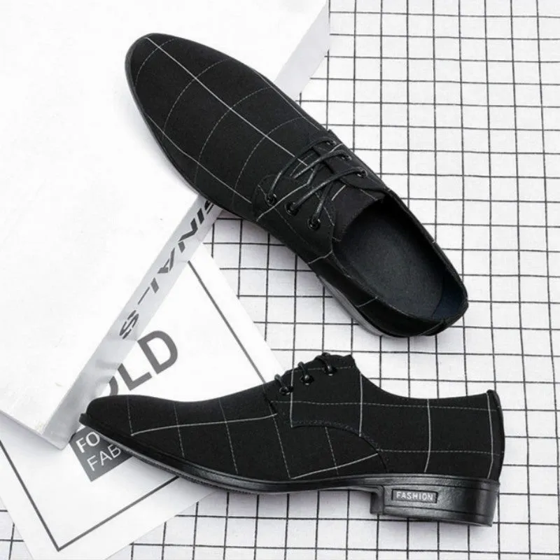 Mens Shoes Men Dress Shoes Leather Breathable Leisure Business Canvas Formal Shoes