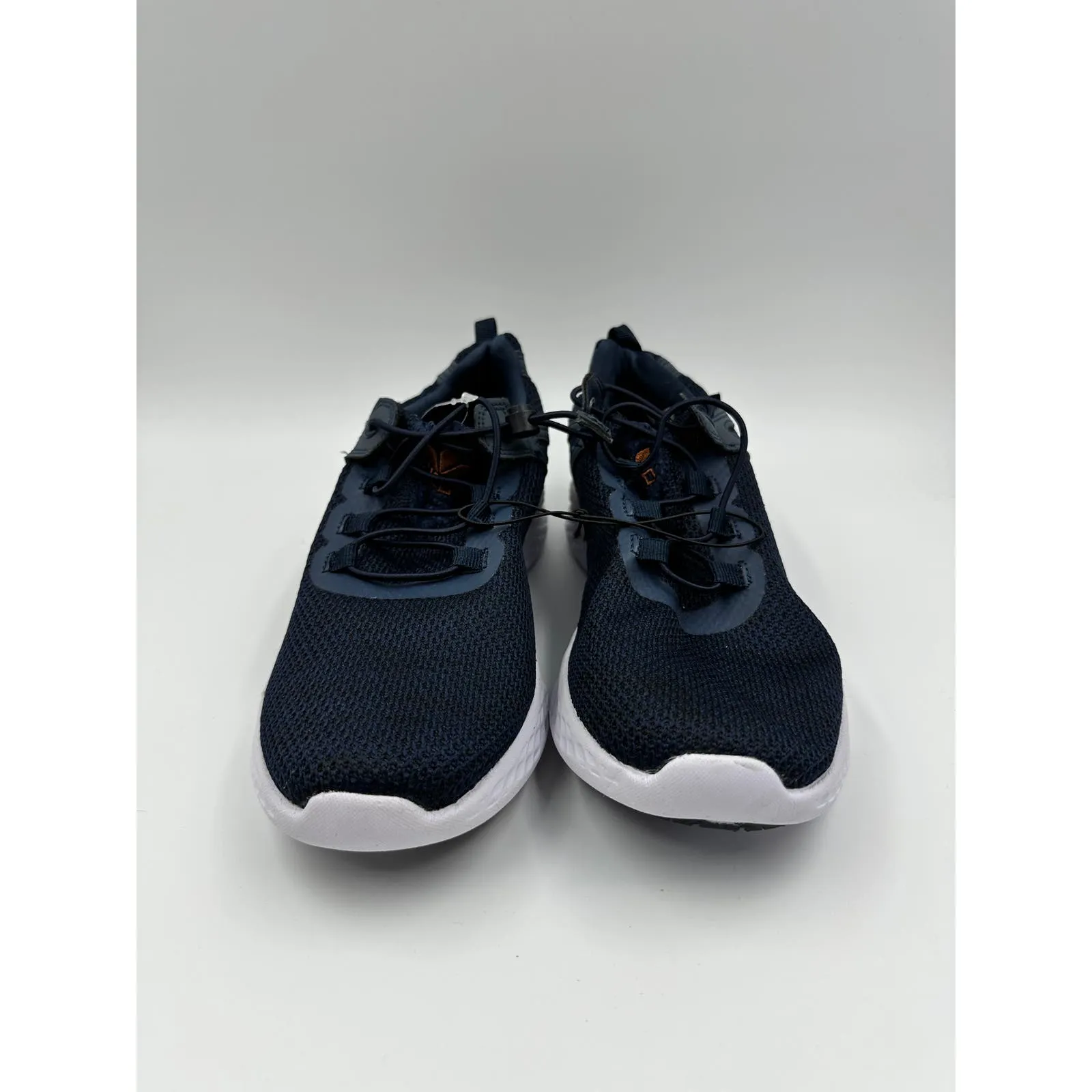 Men's Size 7, Navy Knit Upper Running Sneaker with Slip-on Design & Pull Laces