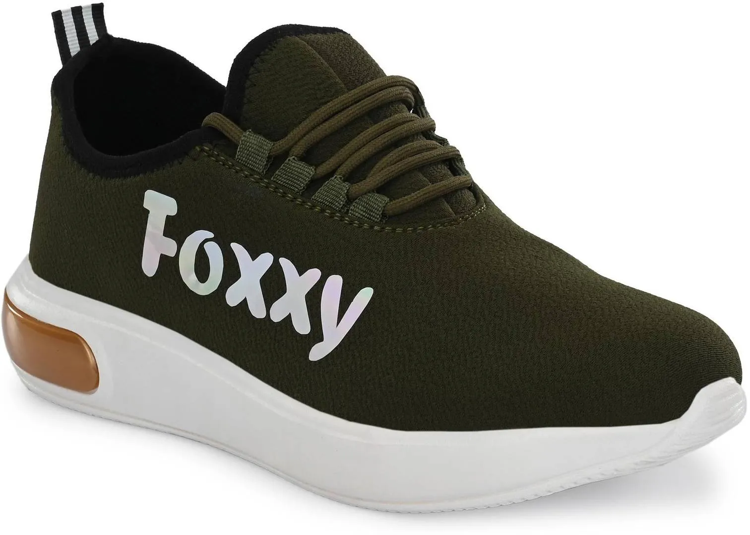 Men's Stylish and Trendy Olive Printed Mesh Casual Sneakers