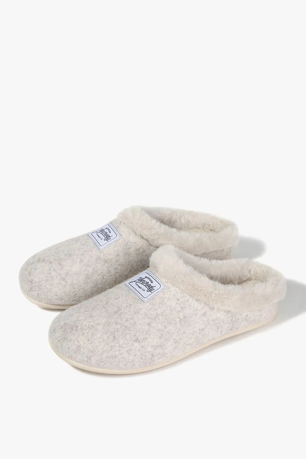 Mercredy Womens Beige Faux Fur Slippers