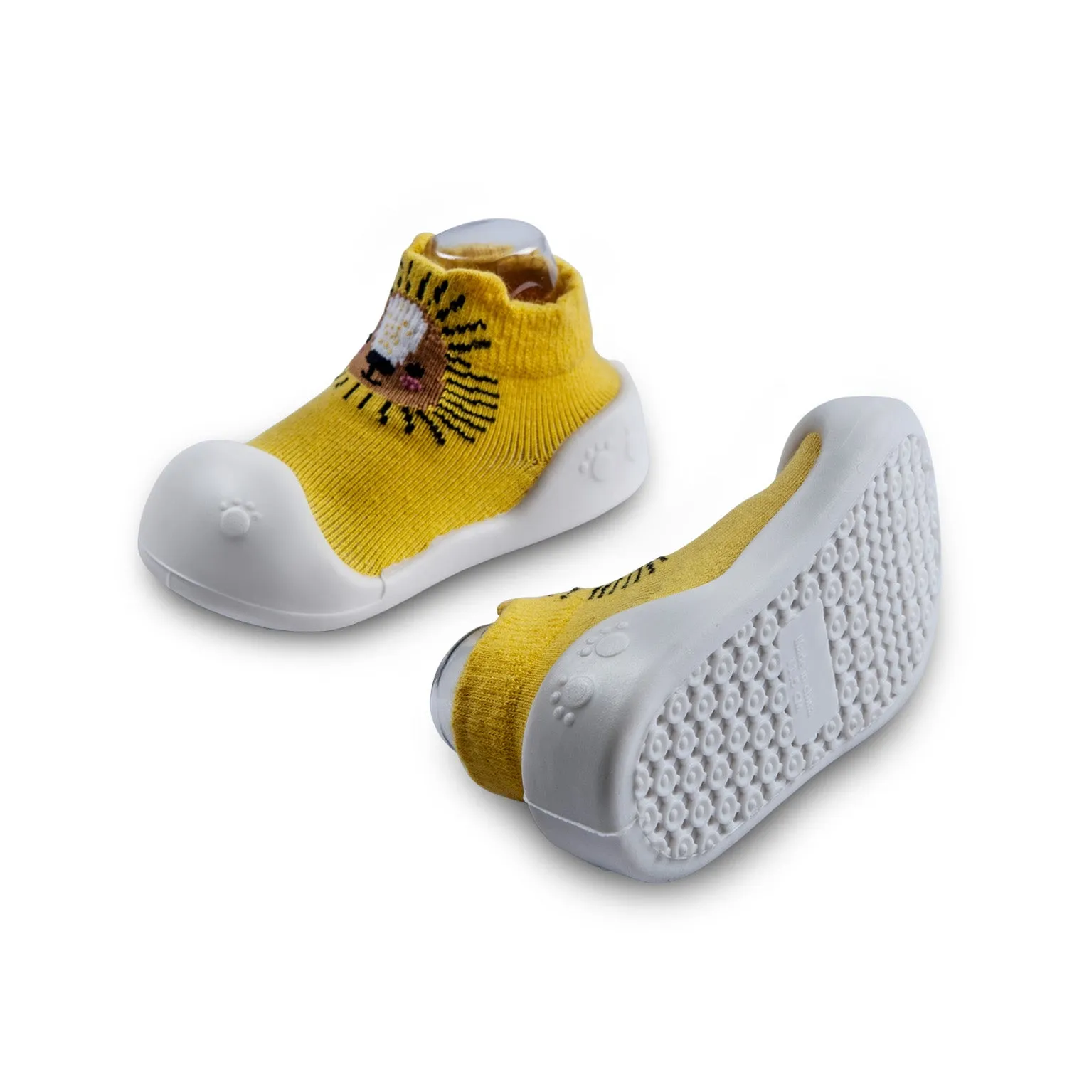 Newborn Anti-Skid Rubber Sole Slip-On Shoes Lion - Yellow