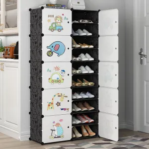 Plastic Assembled Shoe Cabinet Multilayer Dustproof Shoe Rack Large Capacity Shoes Storage