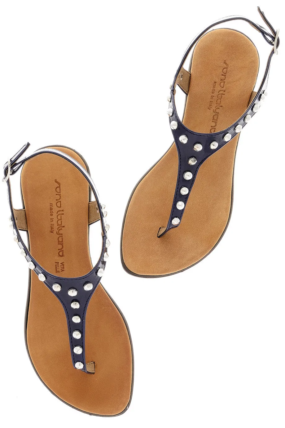 REBEKAH Blue Studded Sandals