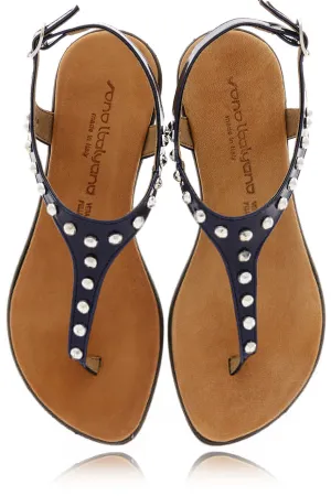 REBEKAH Blue Studded Sandals