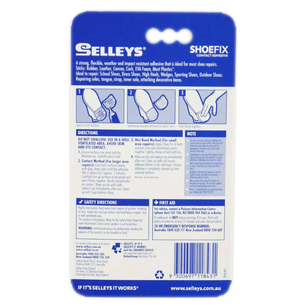 SELLEYS SHOEFIX Contact Adhesive Shoe Repair Glue Clear 50ml