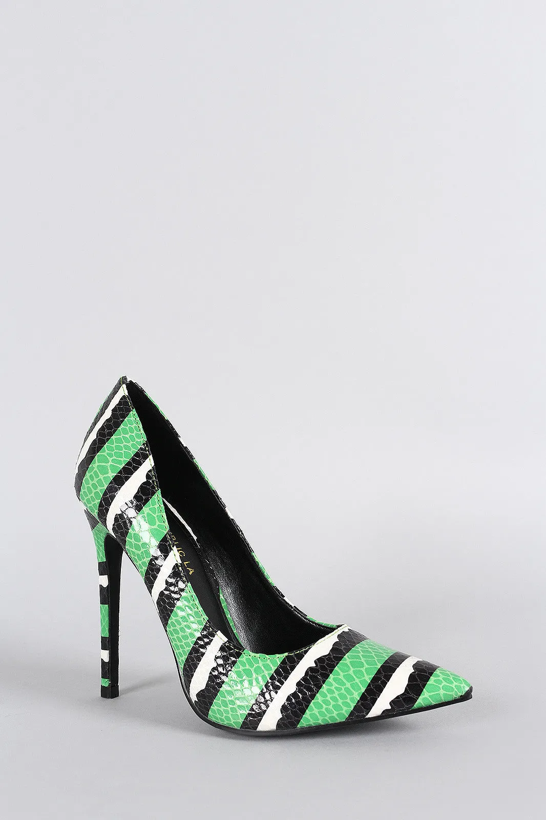 Shoe Republic LA Colorful Snake Pointy Toe Pump