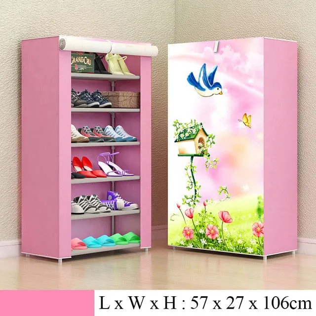 Simple Combination Shoe Cabinet Nonwoven Fabric Storage Shoes Rack Folding Dust-proof Shoe Closet Home Dorm Organizer for Shoes