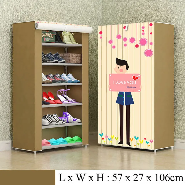 Simple Combination Shoe Cabinet Nonwoven Fabric Storage Shoes Rack Folding Dust-proof Shoe Closet Home Dorm Organizer for Shoes