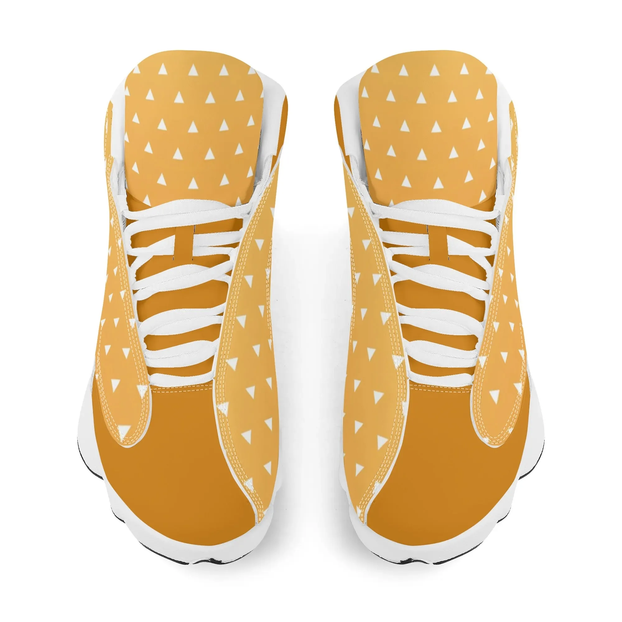 Skate shoe | High Top Sneakers | PU Vegan Leather Basketball shoes | Anime Slayer of Demon | Yellow Orange Triangles