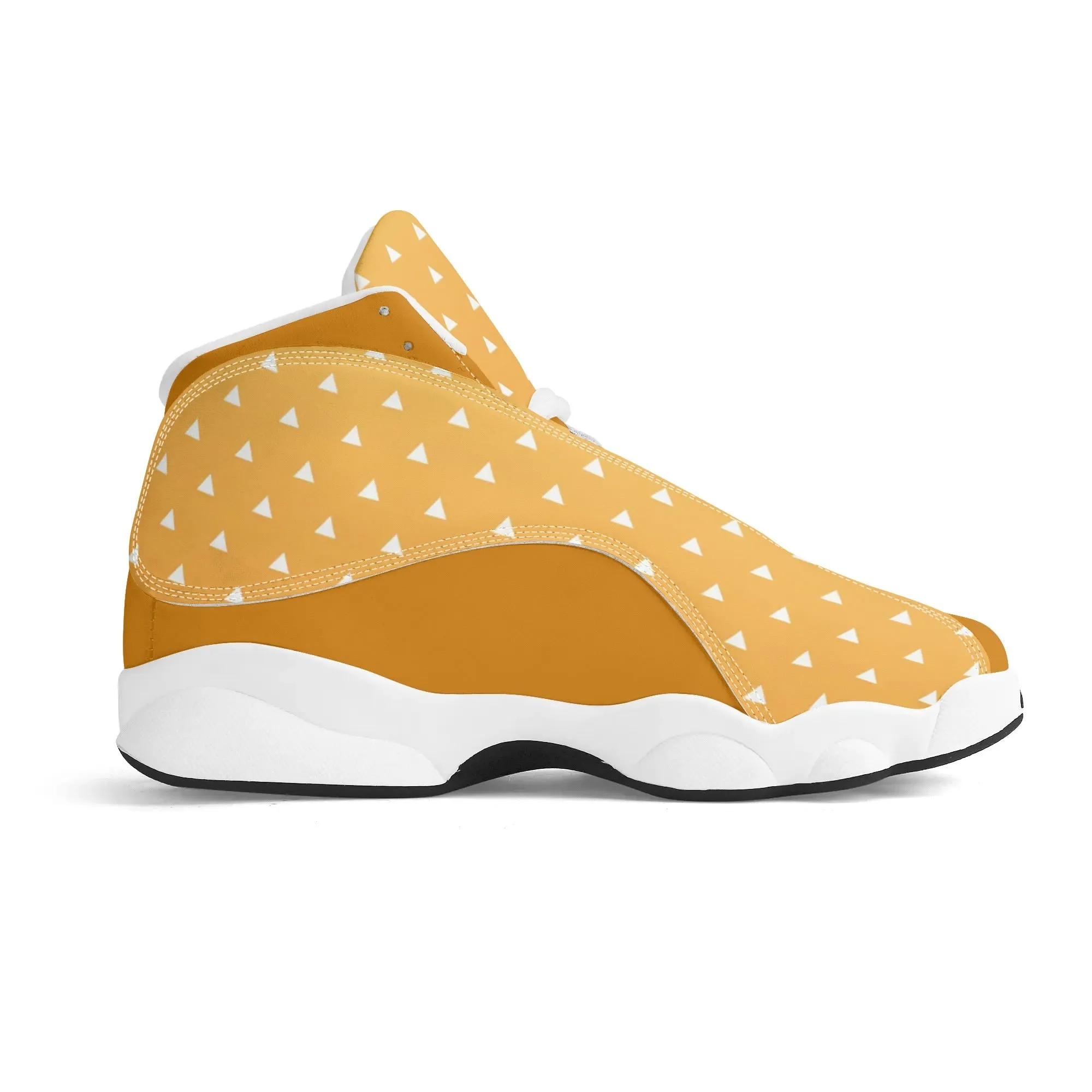 Skate shoe | High Top Sneakers | PU Vegan Leather Basketball shoes | Anime Slayer of Demon | Yellow Orange Triangles