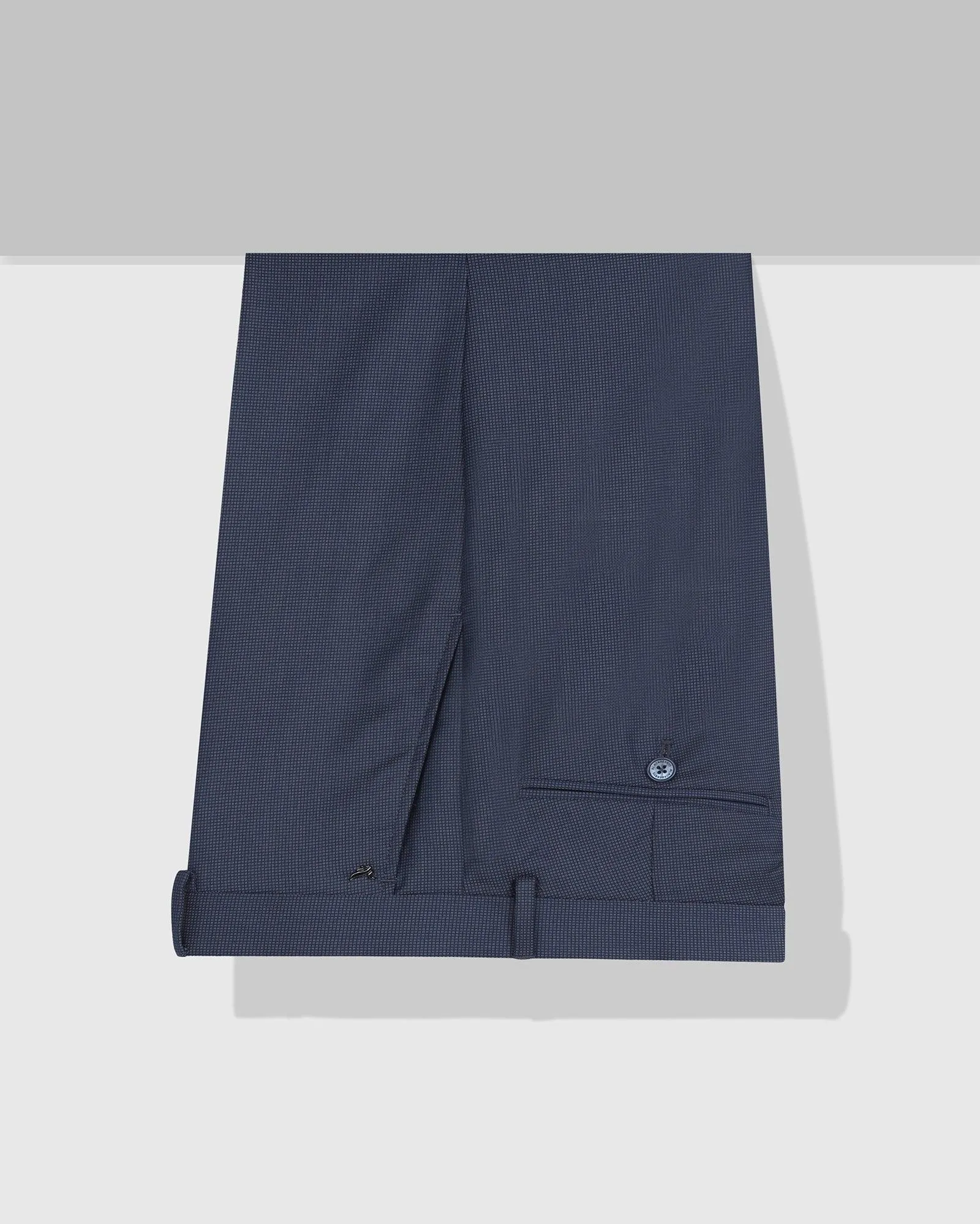 Slim Fit B-91 Formal Blue Textured Trouser - Steed