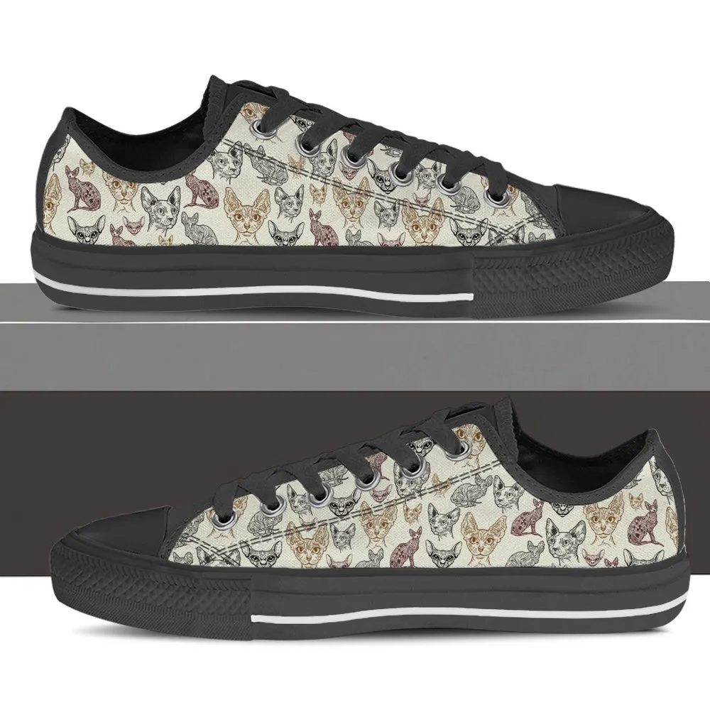 Sphynx Cat Low Top Shoes - Sneaker For Cat Walking - Lowtop Casual Shoes Gift For Adults, Cat Canvas Shoes