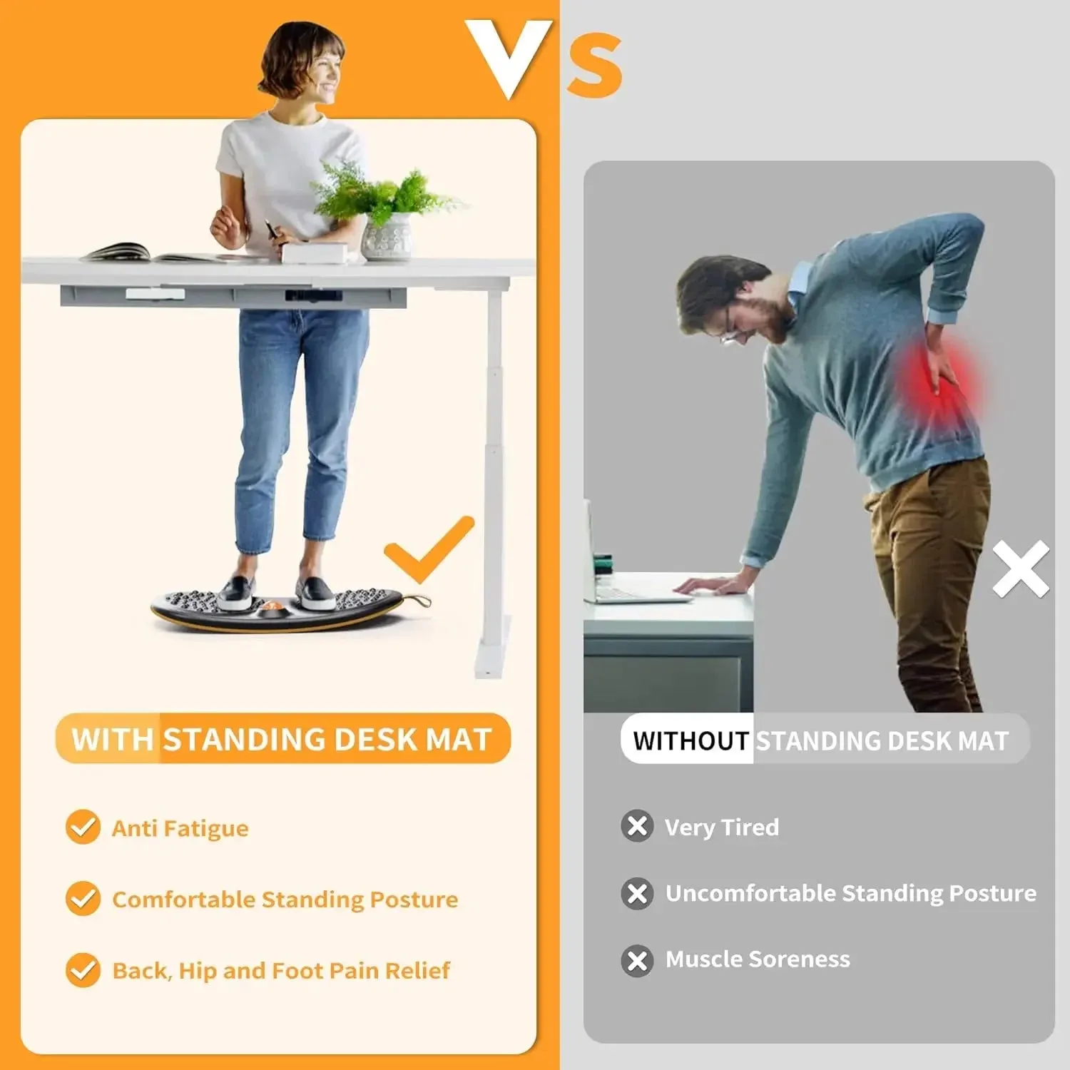 Standing Desk Mat Balance Board with Rollerball, Wooden Wobble Anti Fatigue Mat Balance Board for Standing Desk, Home Of