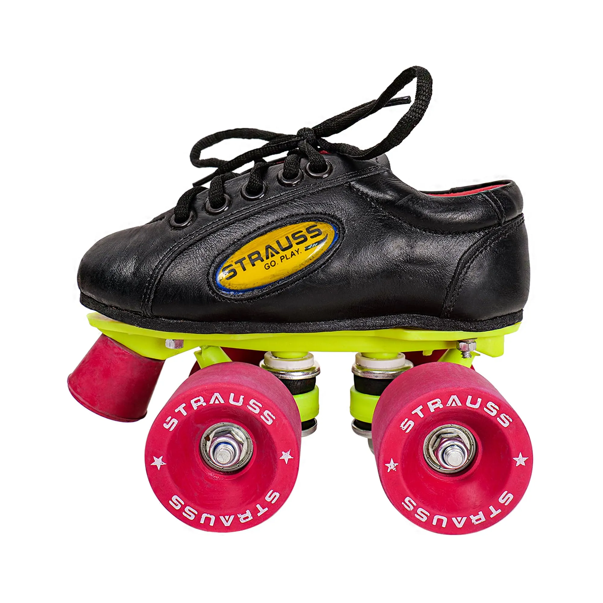 STRAUSS Gripper Skating Shoes | Fixed Body Roller Skates | Shoe Skate With PVC Wheel |Ideal For Boys, Girls and Kids |Suitable For All Skill Level | Ideal For Seniors (15 Years Above) , Size-8, (Red/Black)