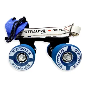 STRAUSS Senior Tenacity Roller Skates | Adjustable Shoe Size | 4 Wheels Skating Shoe for Boys and Girls | Ideal for Indoor and Outdoor Skating | Suitable for Age Group Above 9 Years, (Blue)