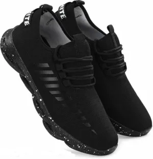 Stylish Black Synthetic With PVC Sole Sports Shoes For Men