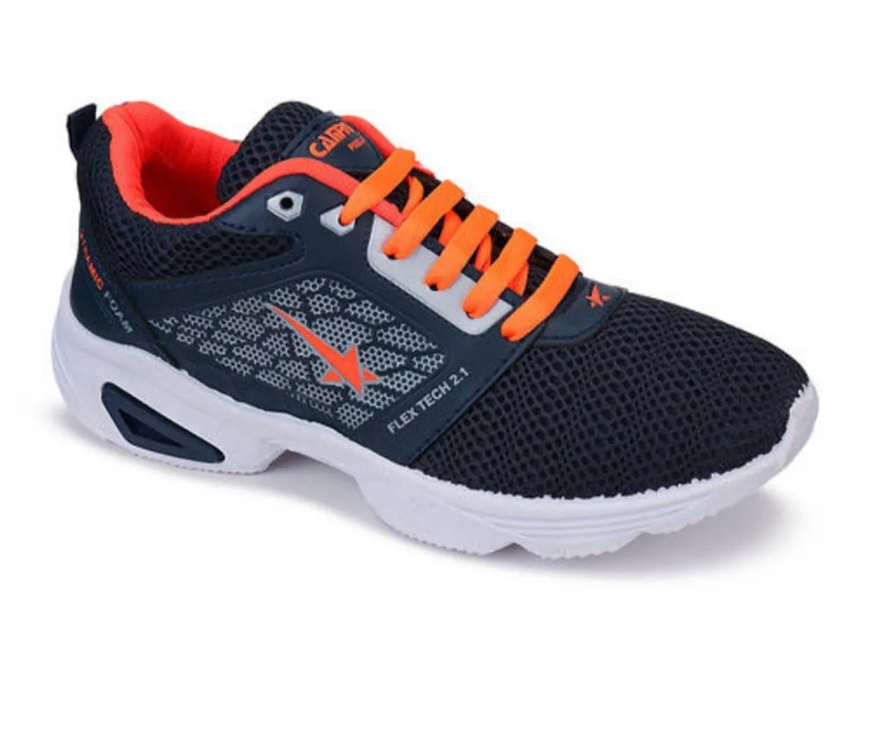 Stylish Canvas Orange Self Design Sports Shoes For Men