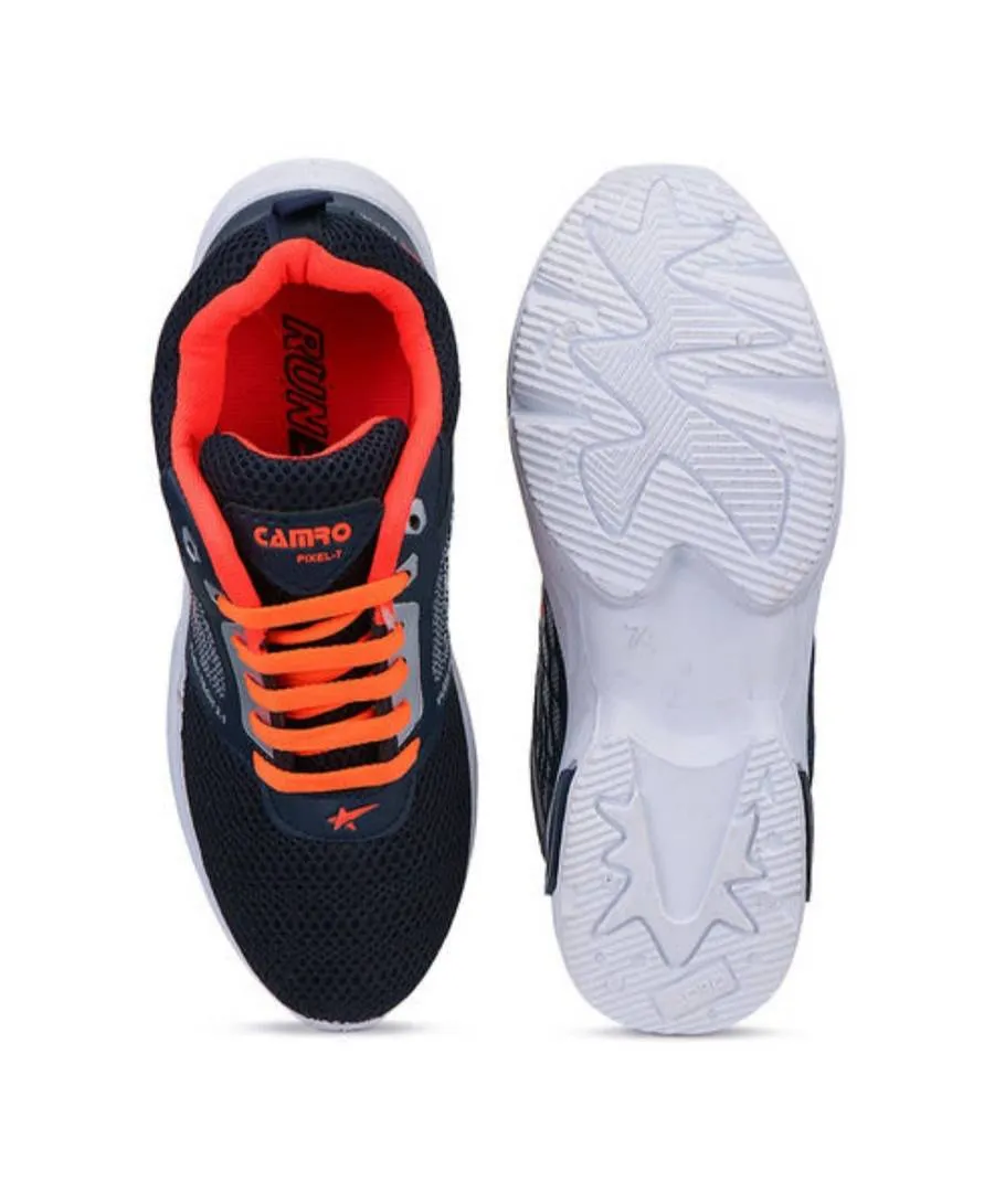 Stylish Canvas Orange Self Design Sports Shoes For Men