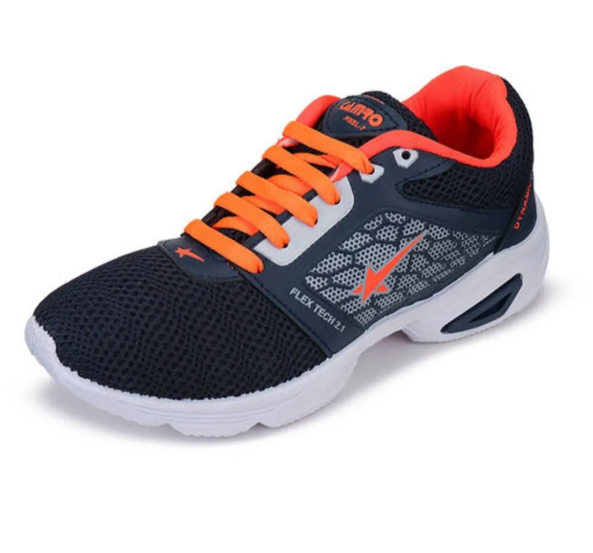 Stylish Canvas Orange Self Design Sports Shoes For Men