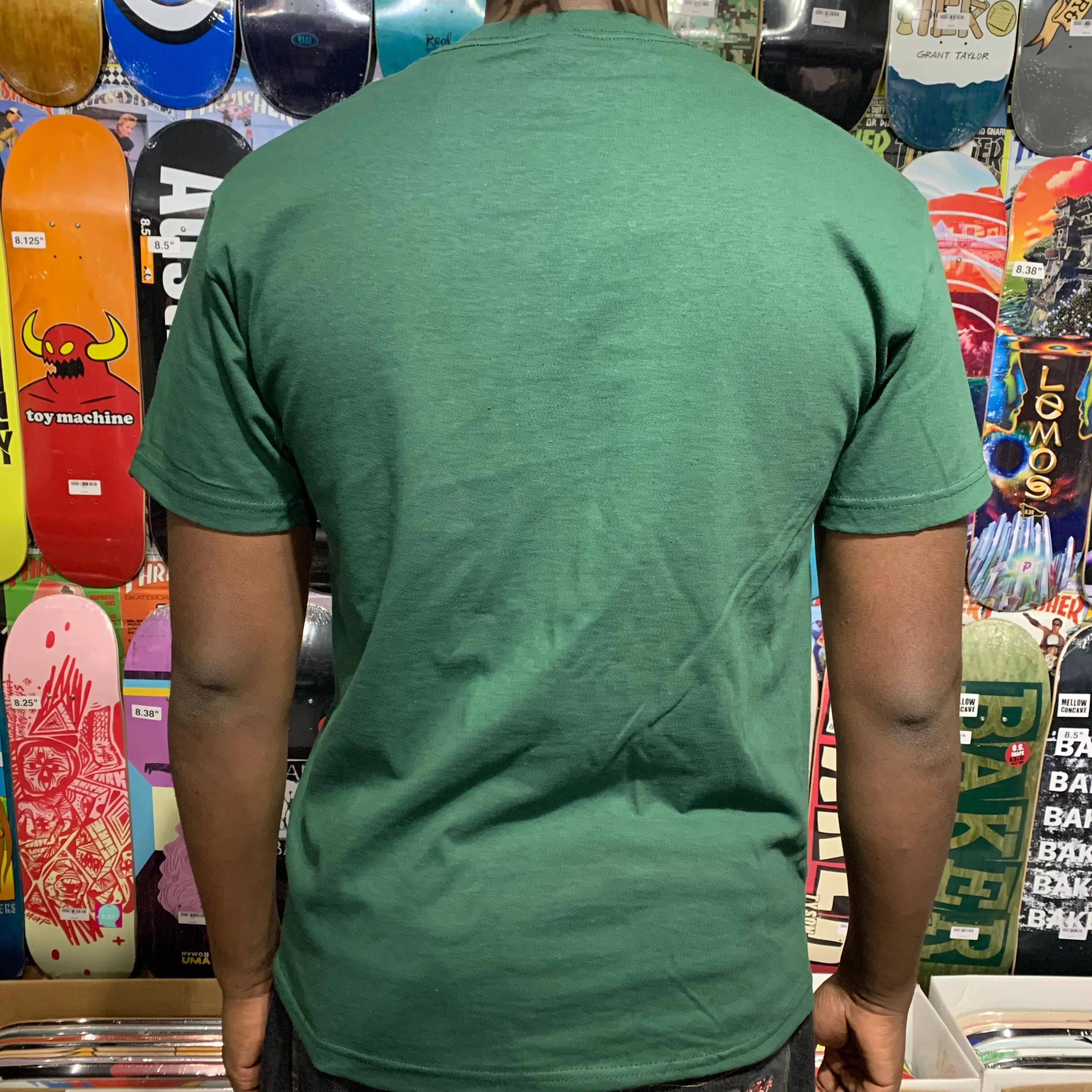 THE DRIVE SKATE SHOP LOGO BAR T-SHIRT FOREST GREEN/BLACK