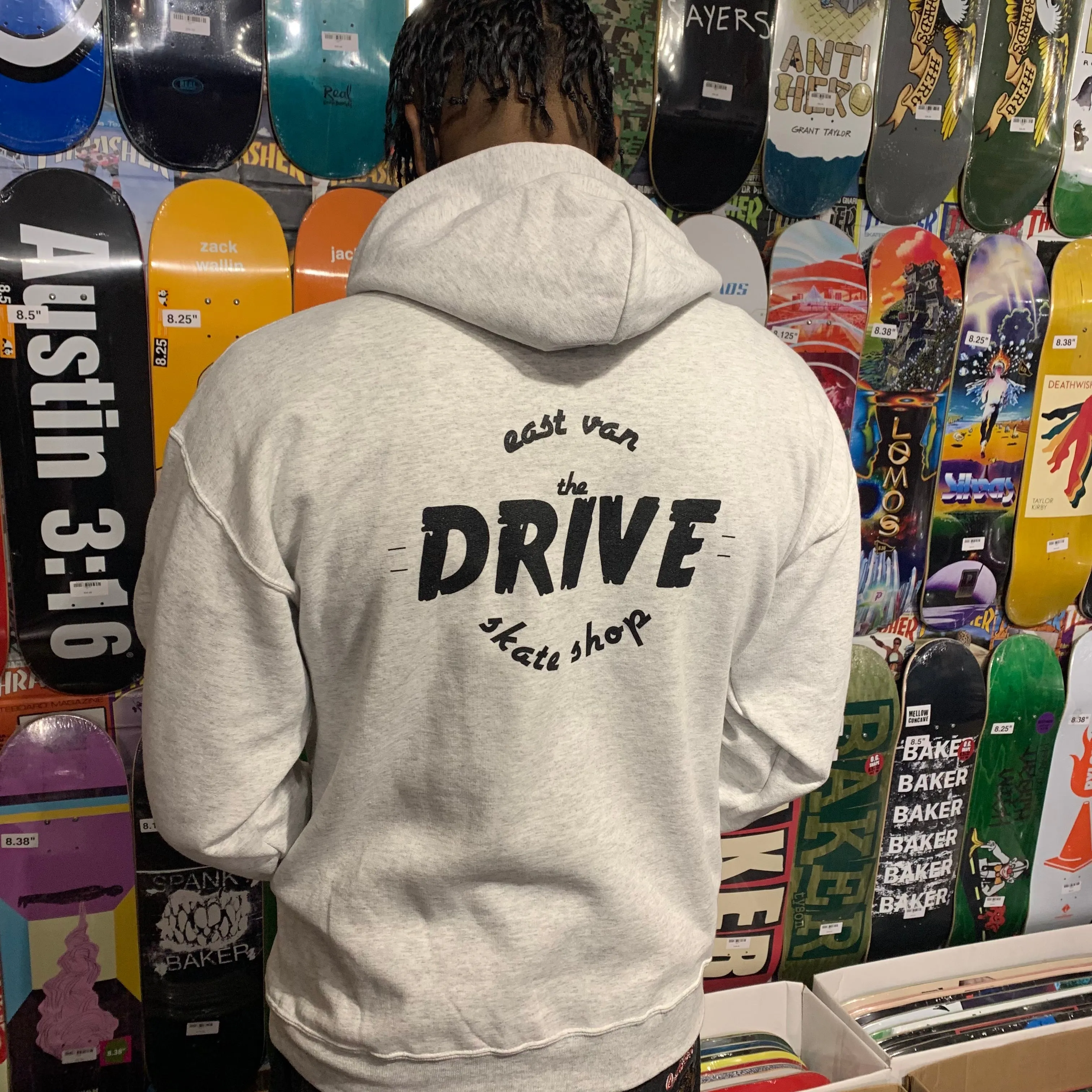 THE DRIVE SKATE SHOP LOGO HOOD ASH/BLACK