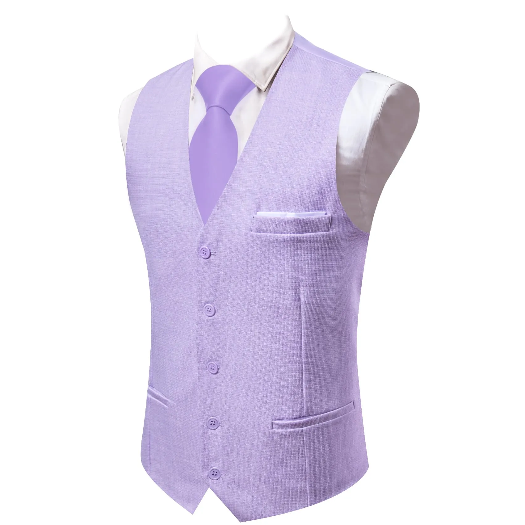 Ties2you Dress Vest Periwinkle Purple Solid V Neck Button Up Silk Mens Work Vest Top