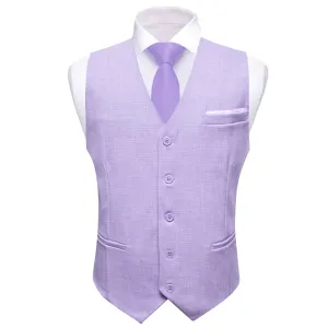 Ties2you Dress Vest Periwinkle Purple Solid V Neck Button Up Silk Mens Work Vest Top