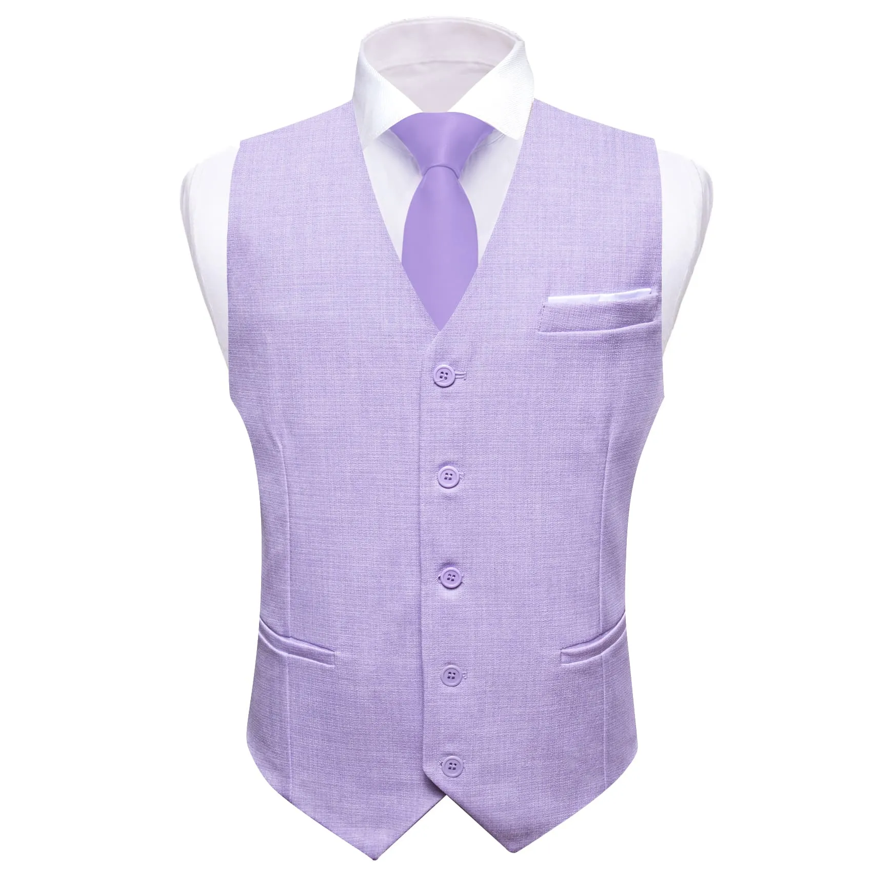 Ties2you Dress Vest Periwinkle Purple Solid V Neck Button Up Silk Mens Work Vest Top