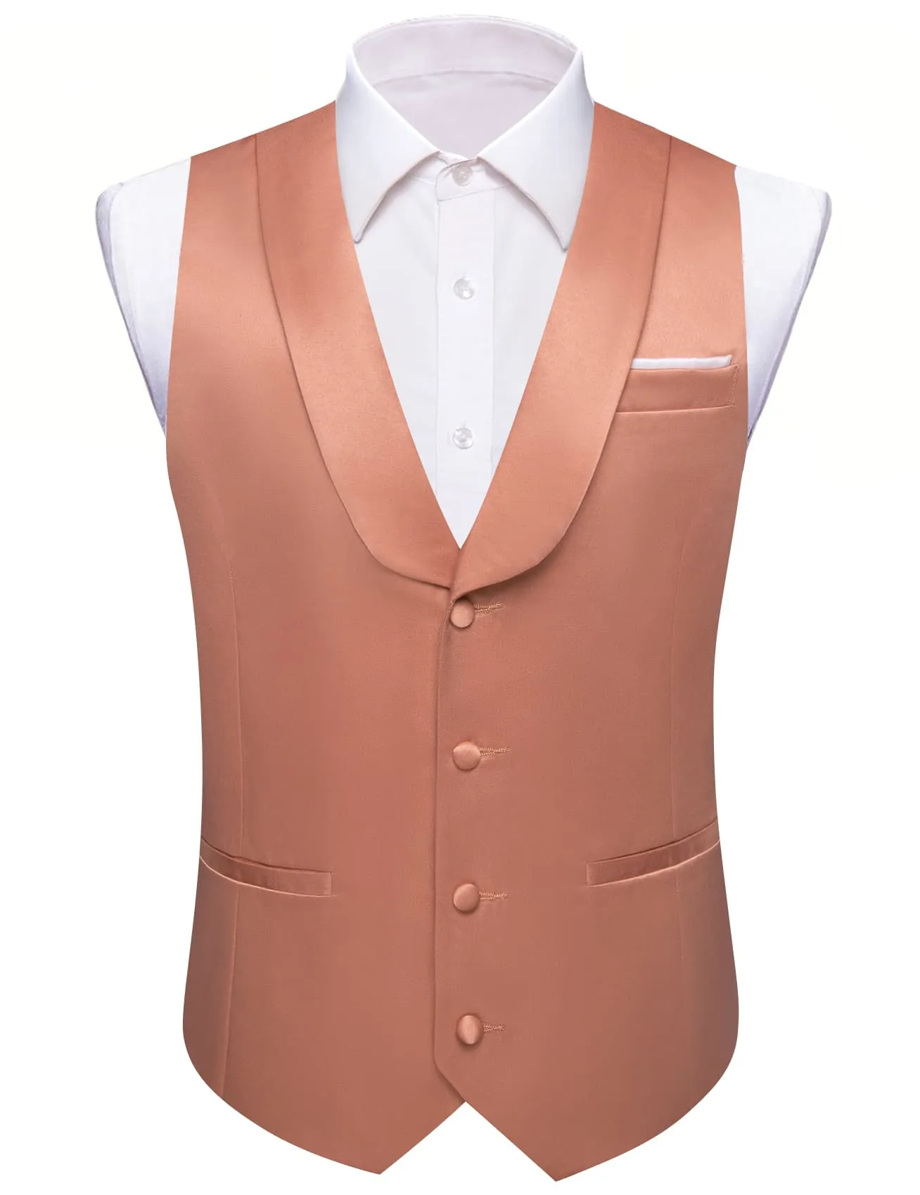 Ties2you Tuxedo Vest Dark Chestnut Solid Button Shawl Collar Mens Dress Vest