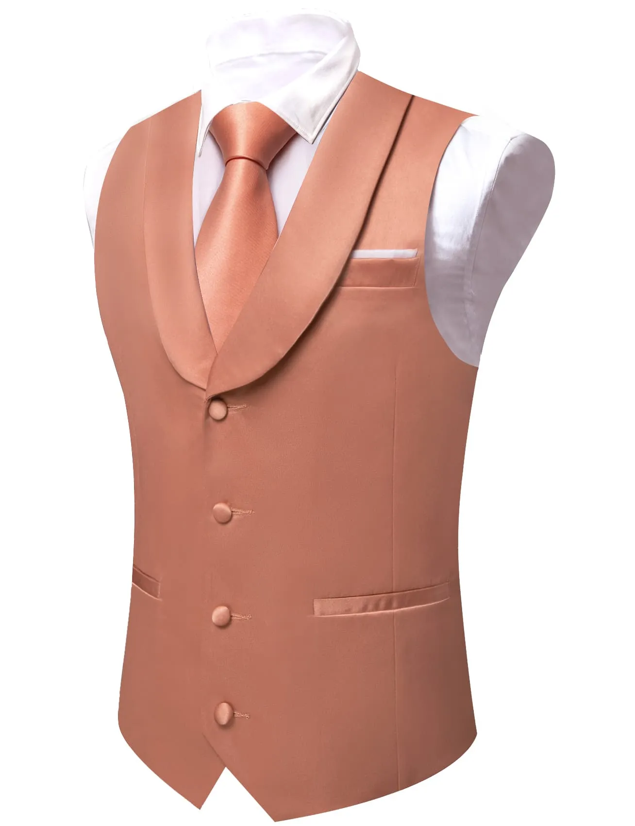 Ties2you Tuxedo Vest Dark Chestnut Solid Button Shawl Collar Mens Dress Vest