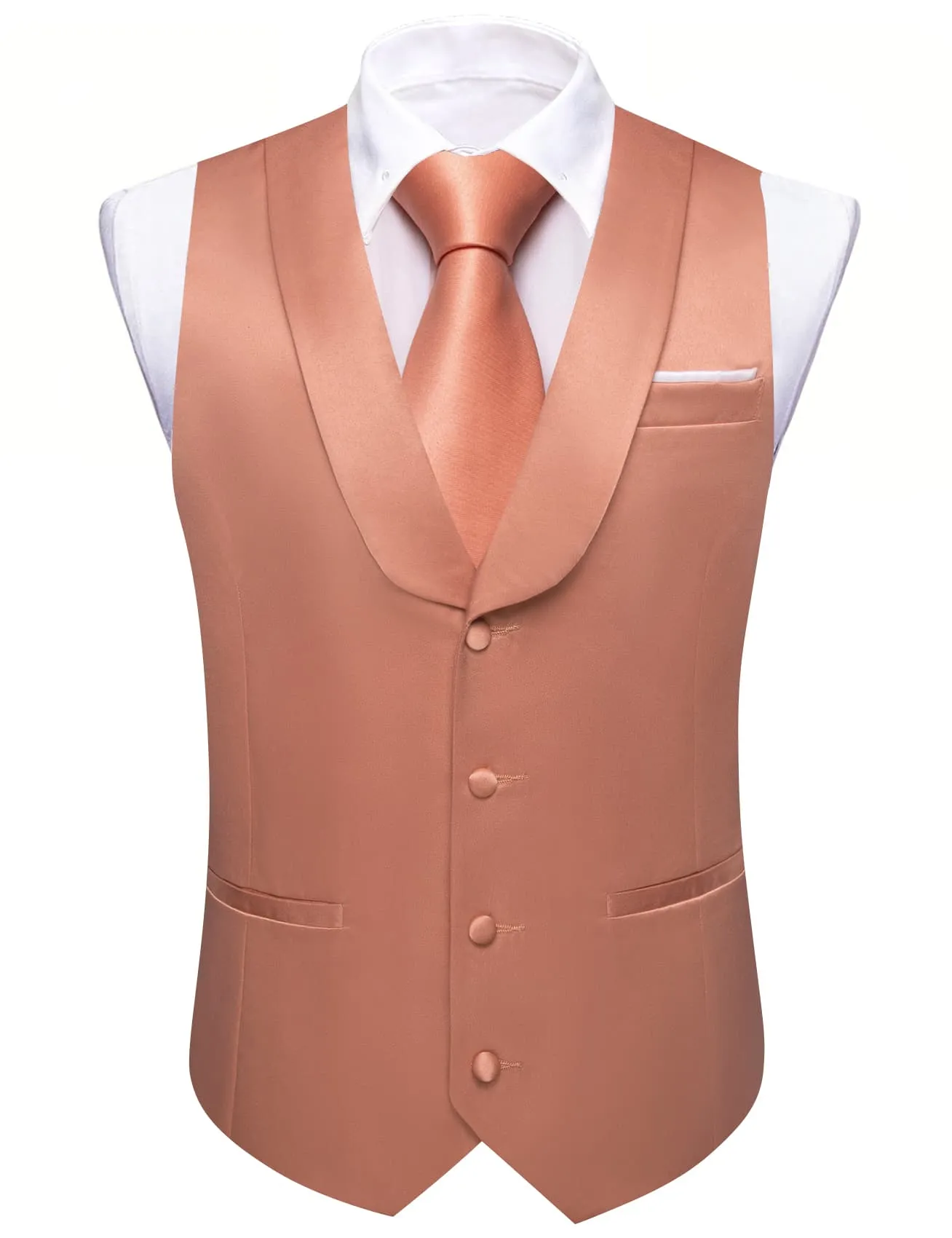 Ties2you Tuxedo Vest Dark Chestnut Solid Button Shawl Collar Mens Dress Vest