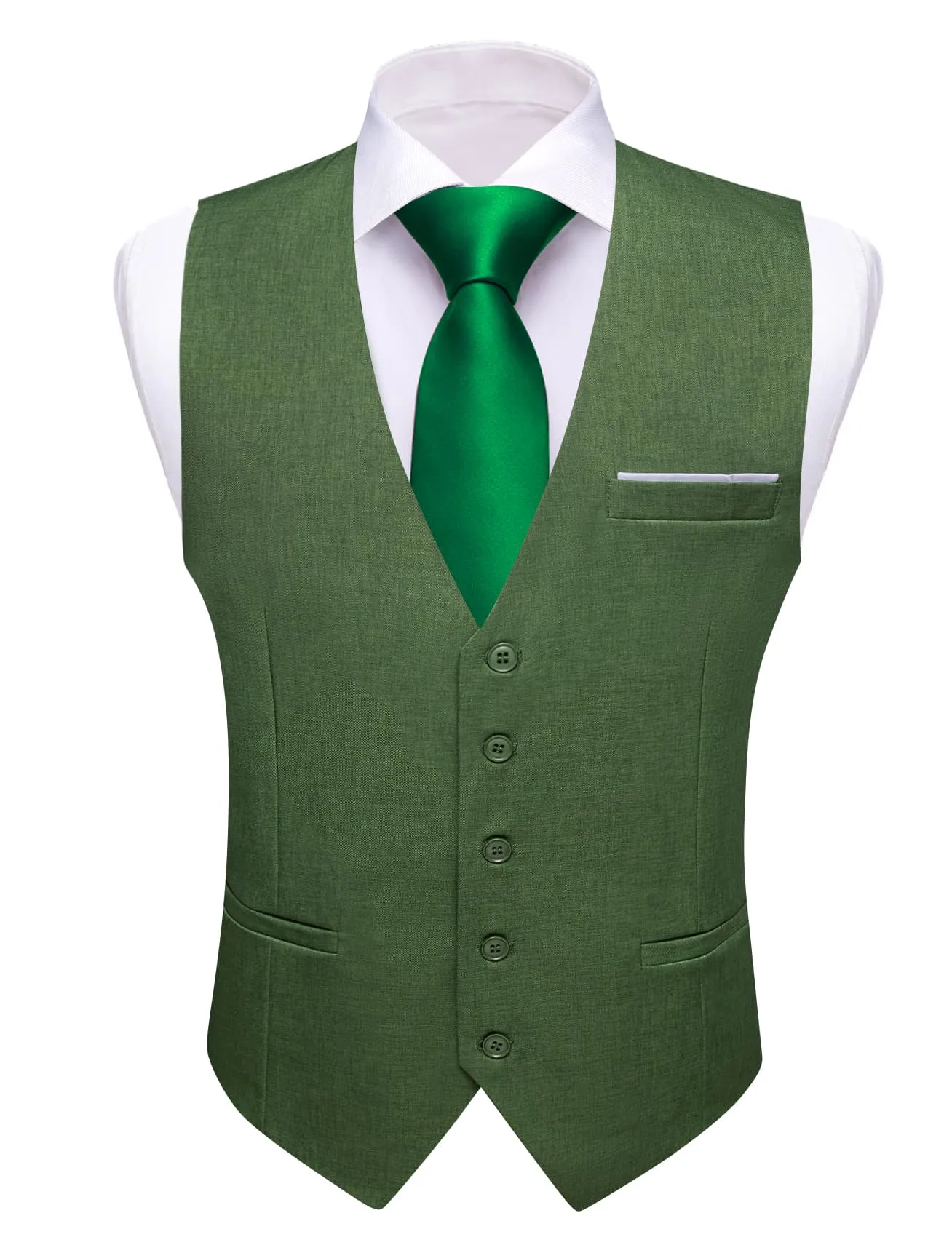 Ties2you Work Vest Fern Green Solid Button Silk Mens Dress Vest Jacket Fashion