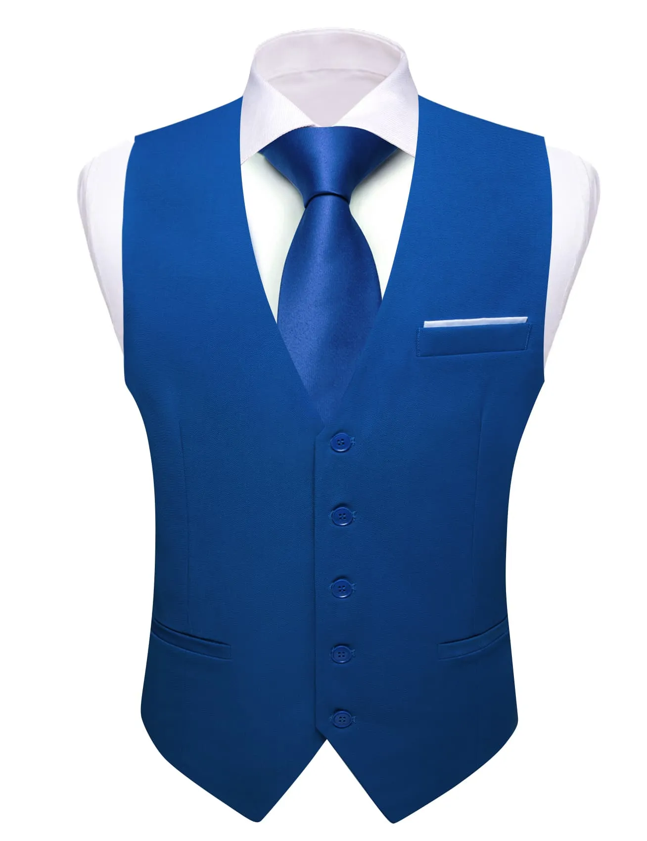 Ties2you Work Vest Yale Blue Solid Button Silk Mens Dress Vest Jacket for Business