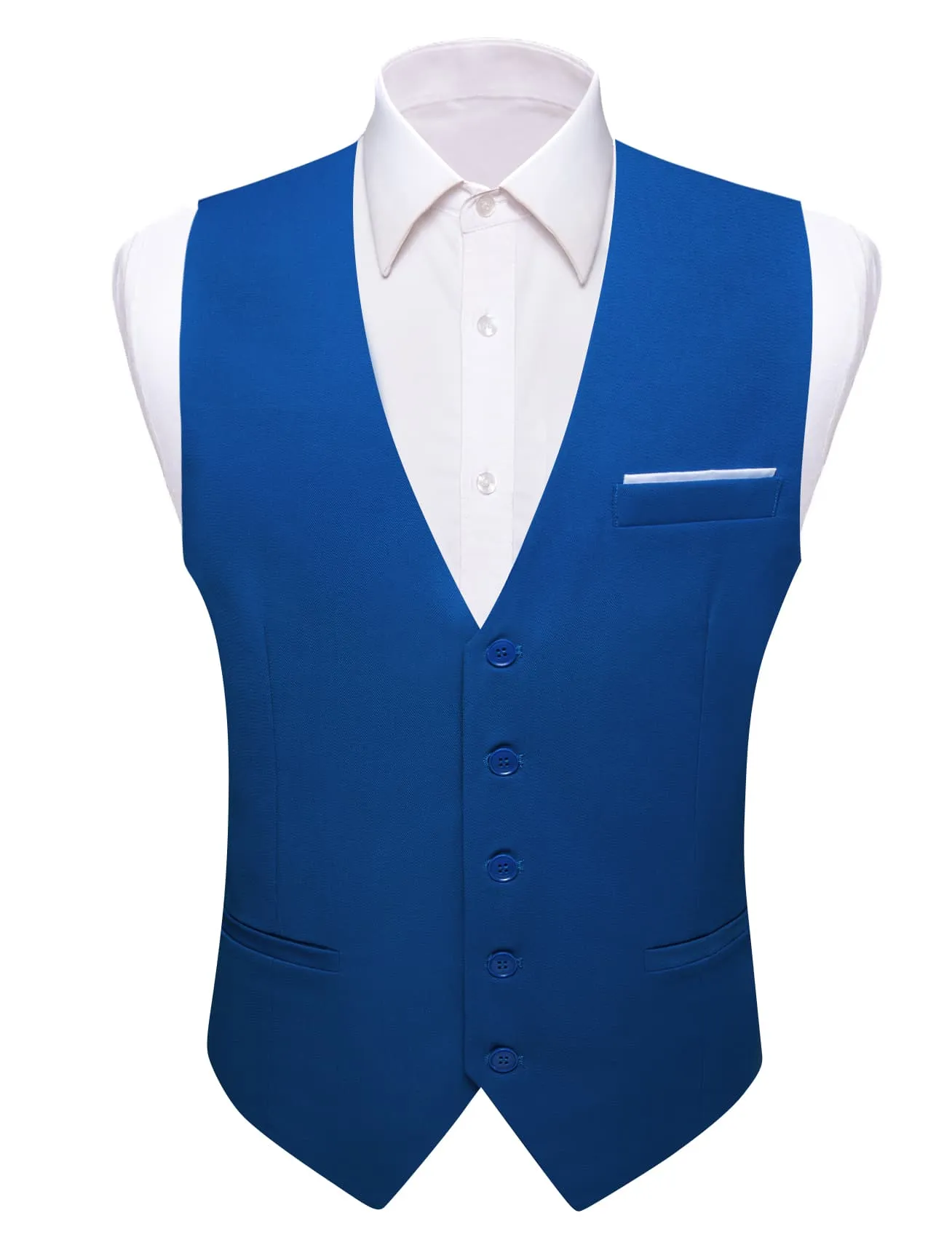 Ties2you Work Vest Yale Blue Solid Button Silk Mens Dress Vest Jacket for Business