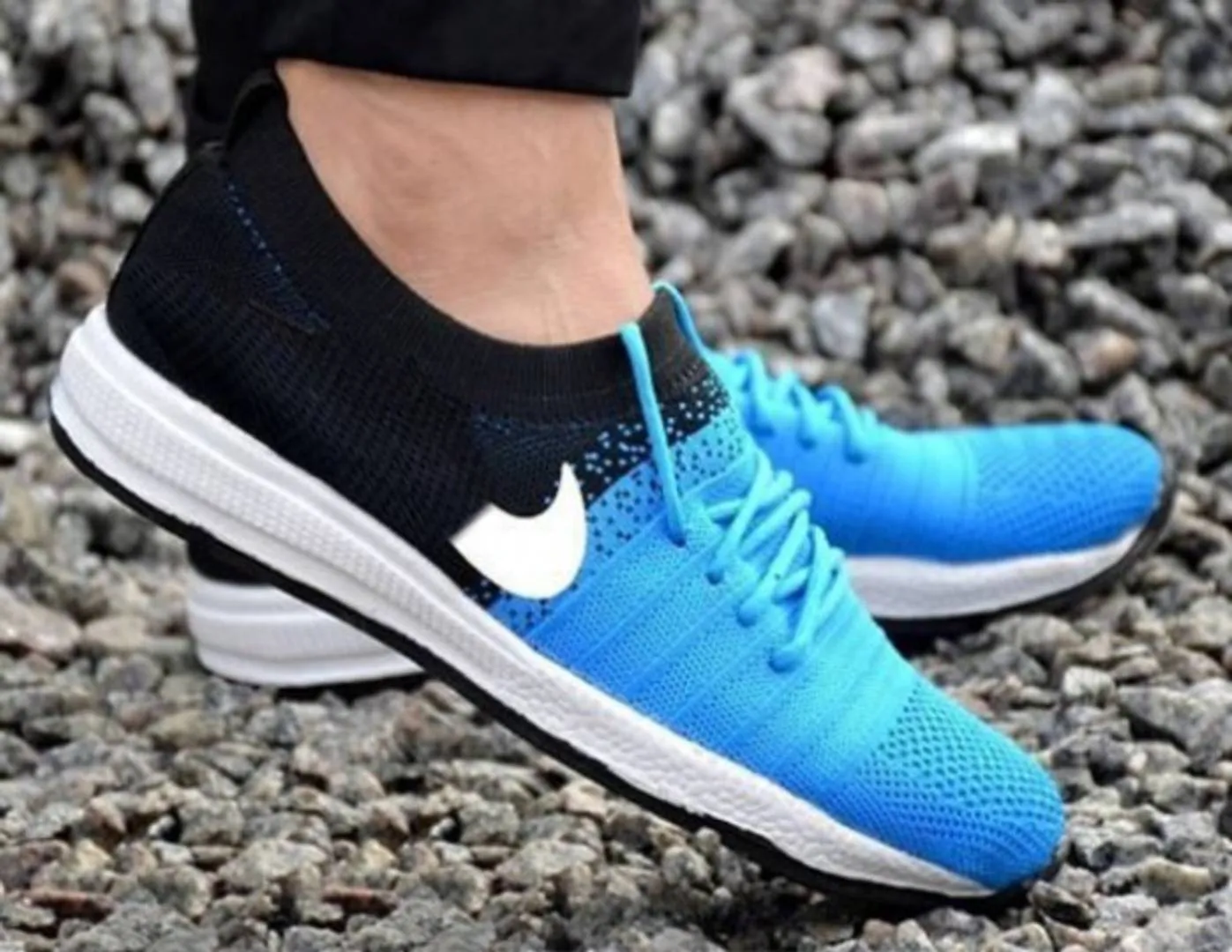 Ultra Lite Navy Blue Flyknit Sports Shoes For Men