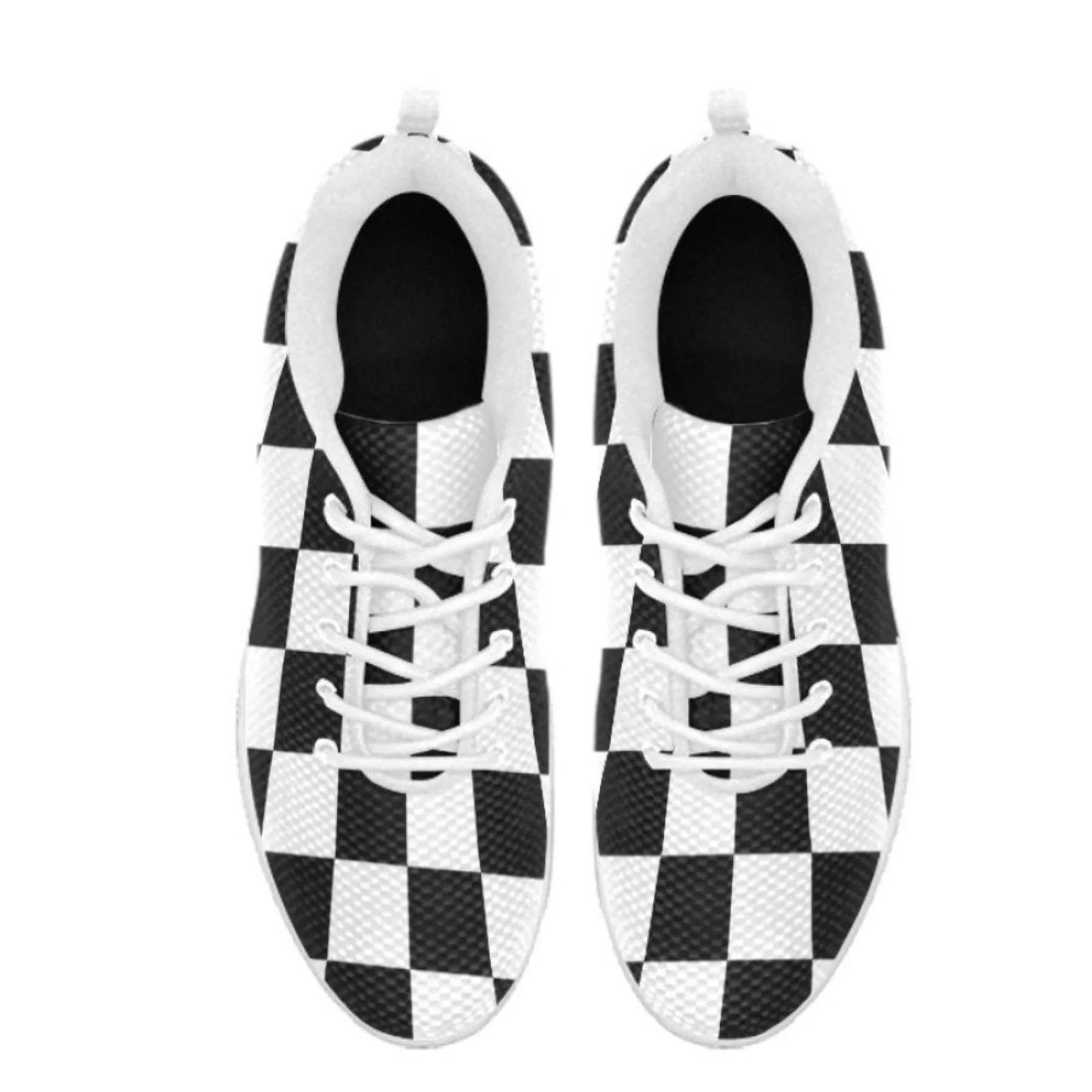 Uniquely You Sneakers for Women, Black and White Plaid Checker Print -