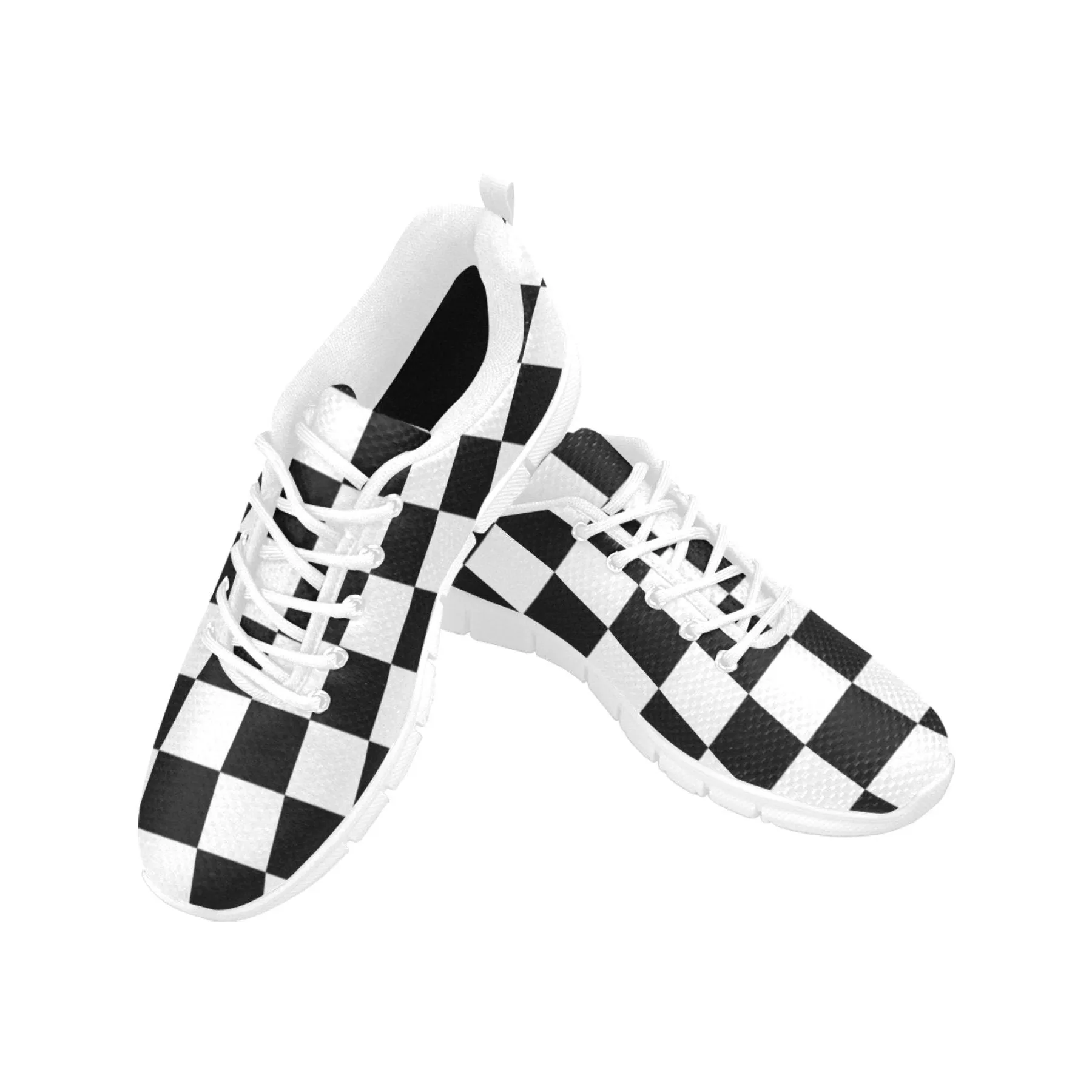 Uniquely You Sneakers for Women, Black and White Plaid Checker Print -