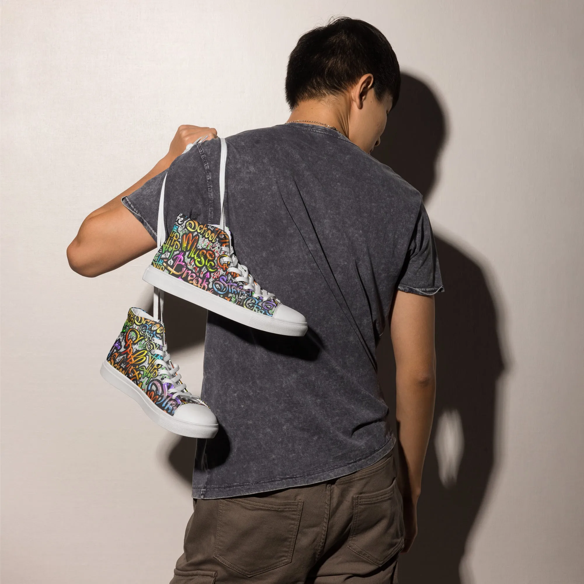 Unisex high top canvas shoes- Grafitti Style