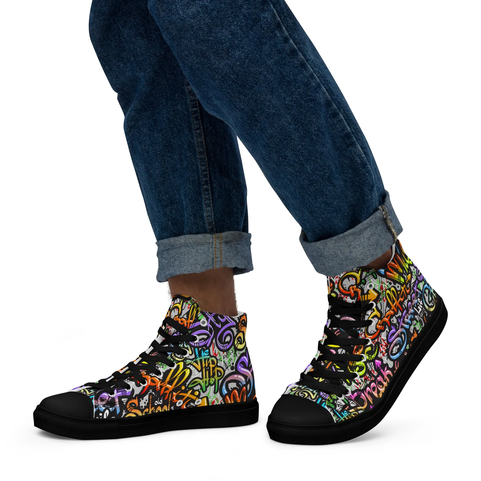 Unisex high top canvas shoes- Grafitti Style