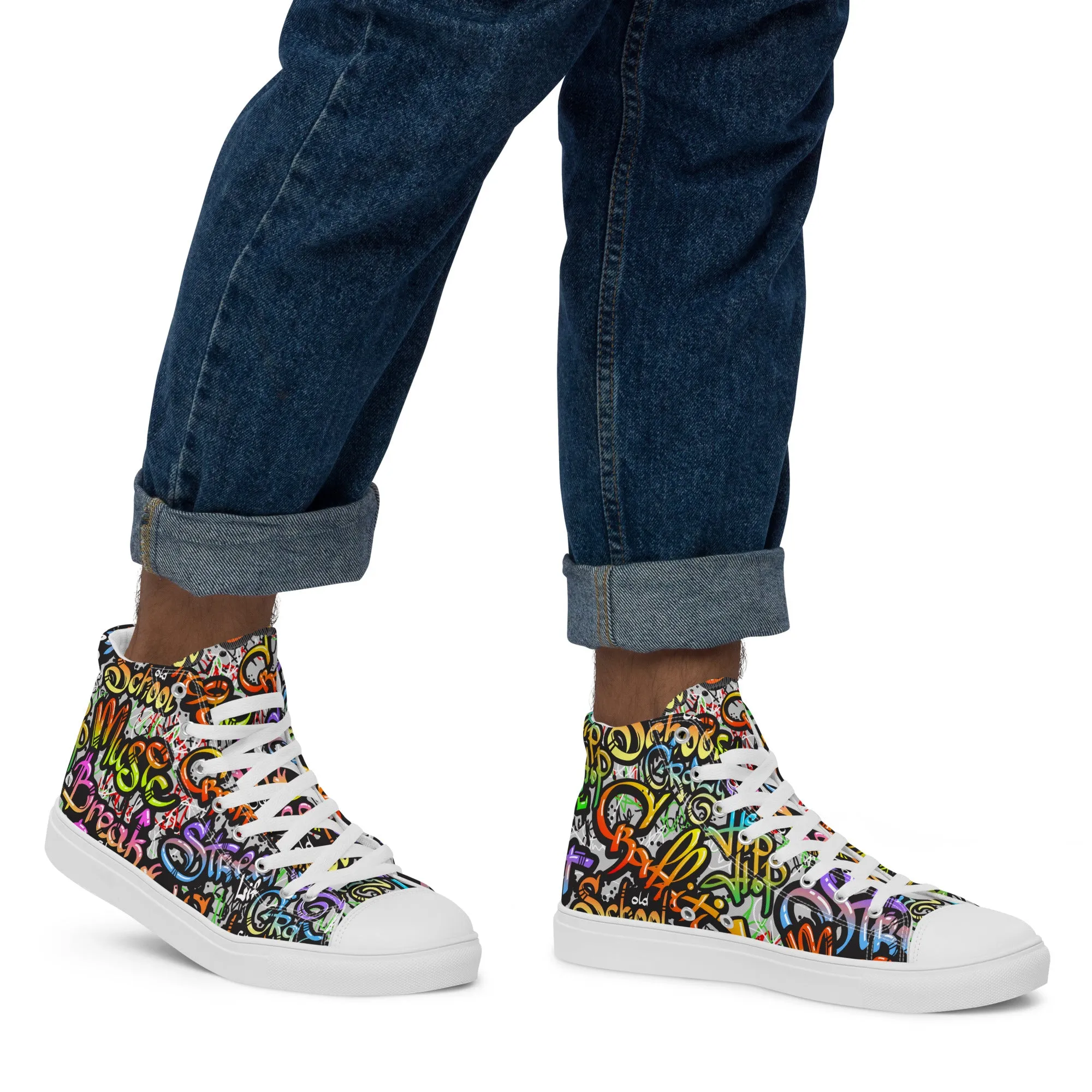 Unisex high top canvas shoes- Grafitti Style