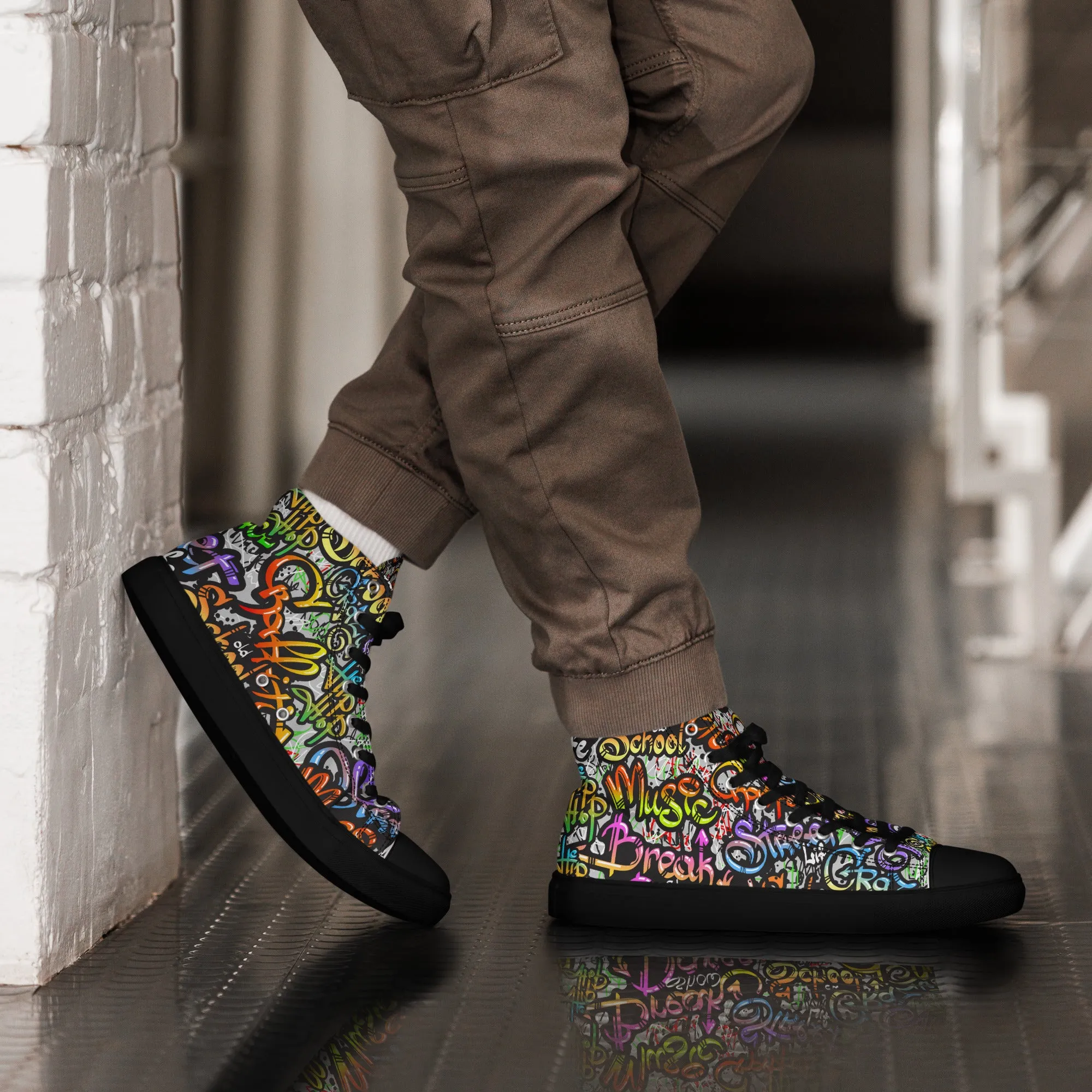 Unisex high top canvas shoes- Grafitti Style