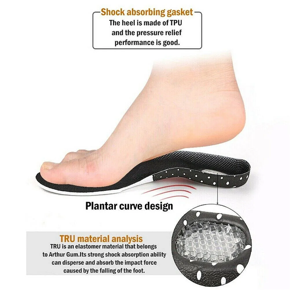 US Orthotic Arch Support Shoe Insoles for Plantar Fasciitis Flat Feet Heel Pain