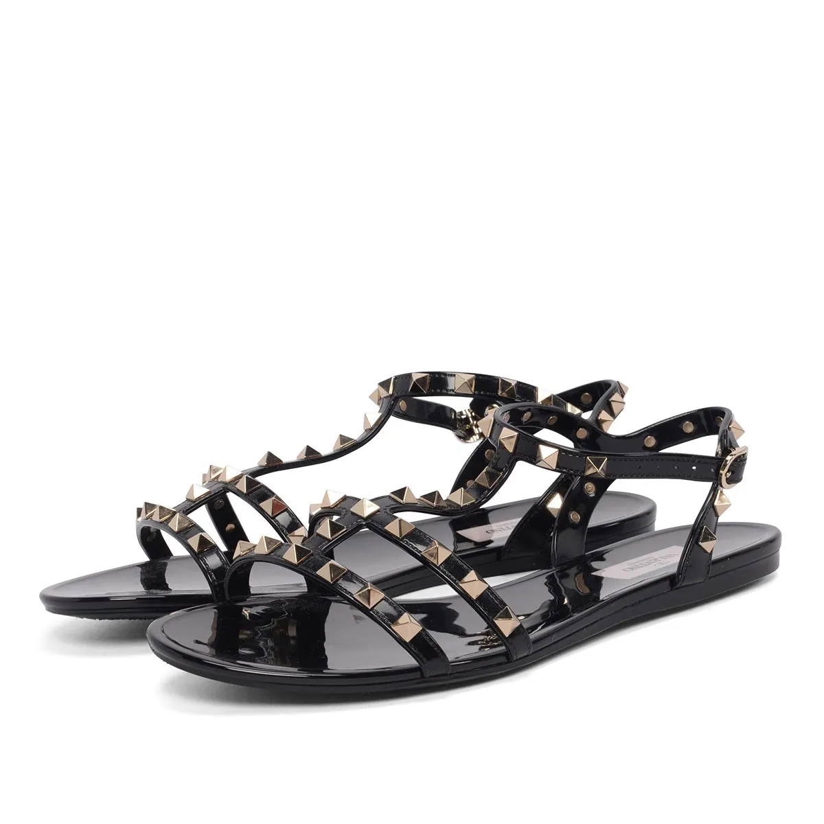 Valentino Black Jelly Rockstud Sandals 41