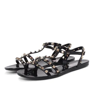 Valentino Black Jelly Rockstud Sandals 41