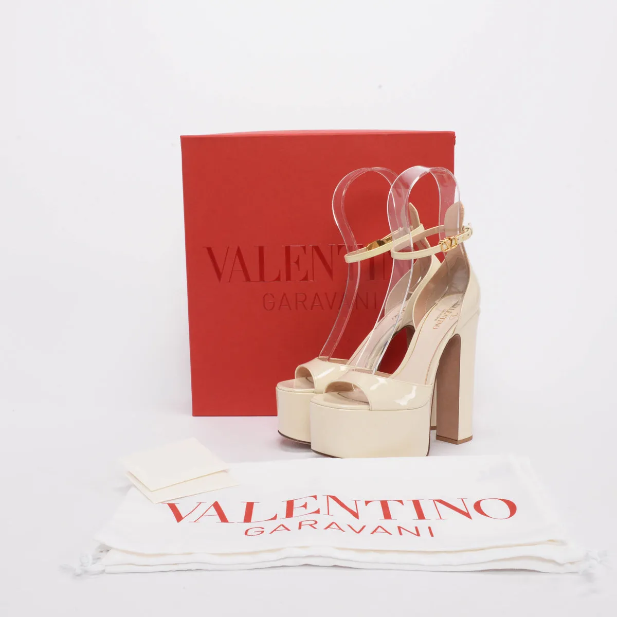 Valentino Cream Patent Tan-Go Mary Jane Sandals 36.5