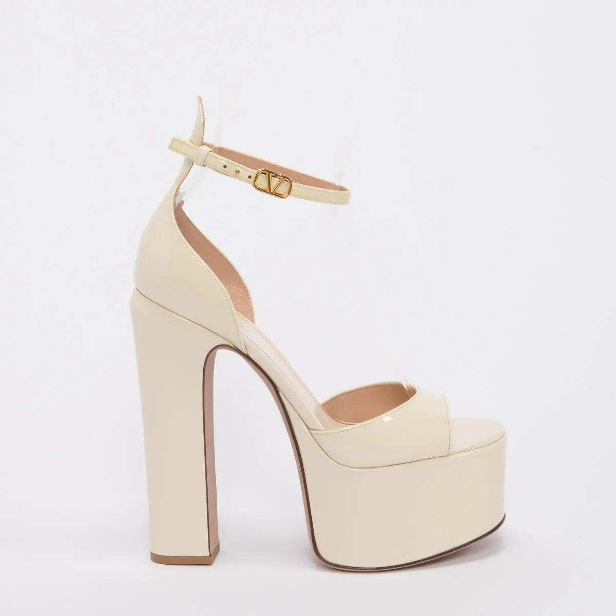 Valentino Cream Patent Tan-Go Mary Jane Sandals 36.5