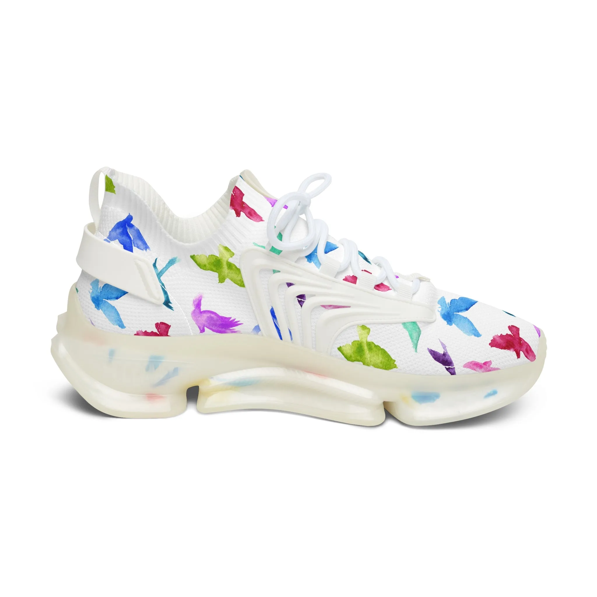 Watercolor Birds Women's Mesh Sneakers