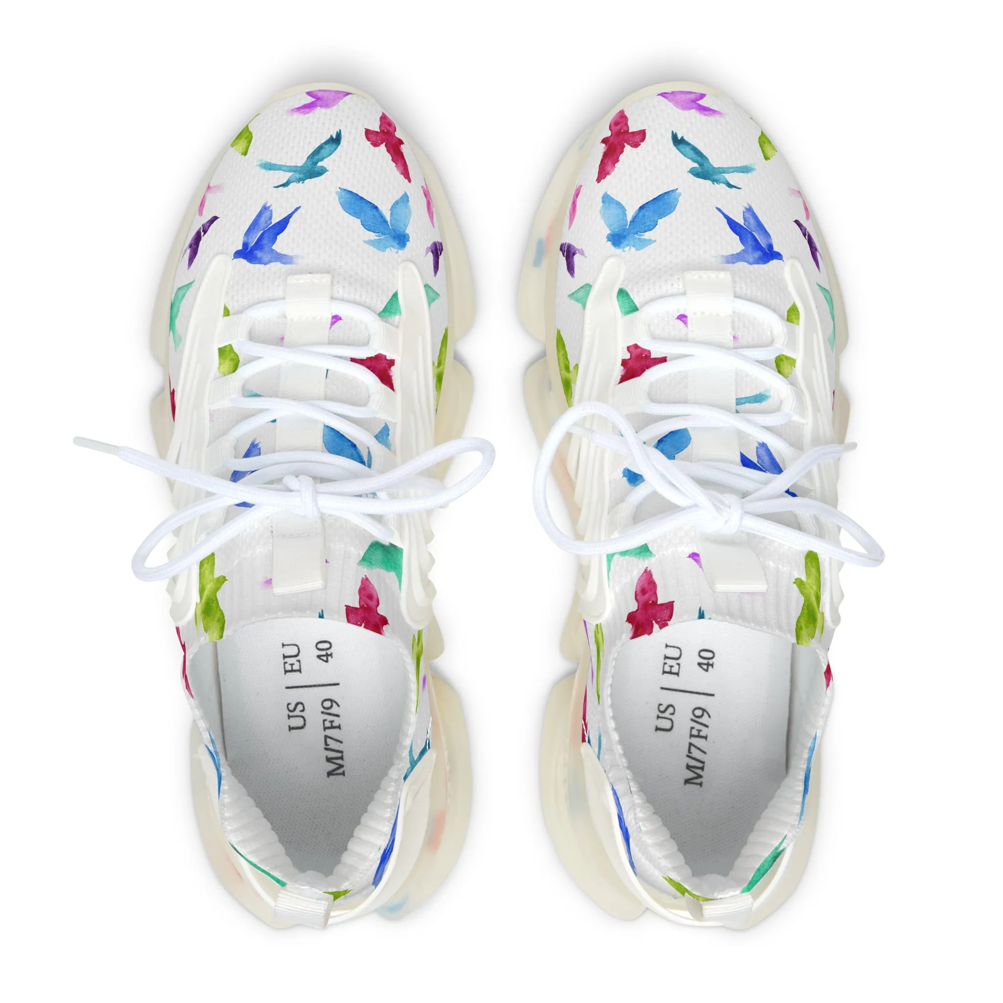 Watercolor Birds Women's Mesh Sneakers