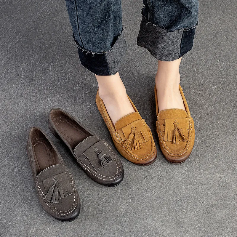 Women Retro Casual Soft Lightweight Leather Loafers