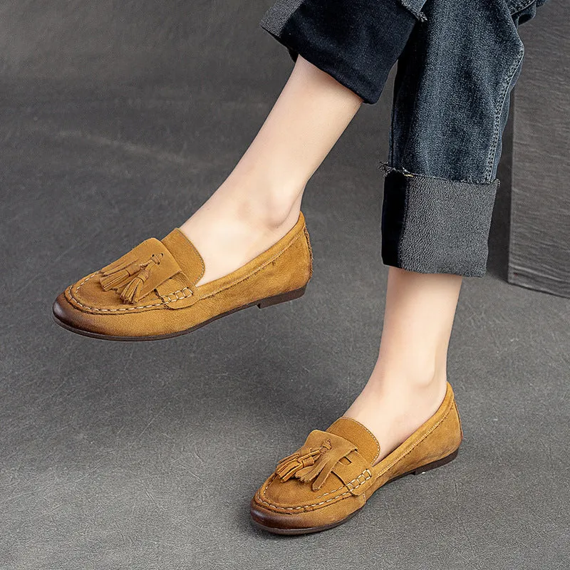 Women Retro Casual Soft Lightweight Leather Loafers